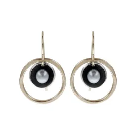 J & I Pearl Suspended In Gold Hoop Earrings