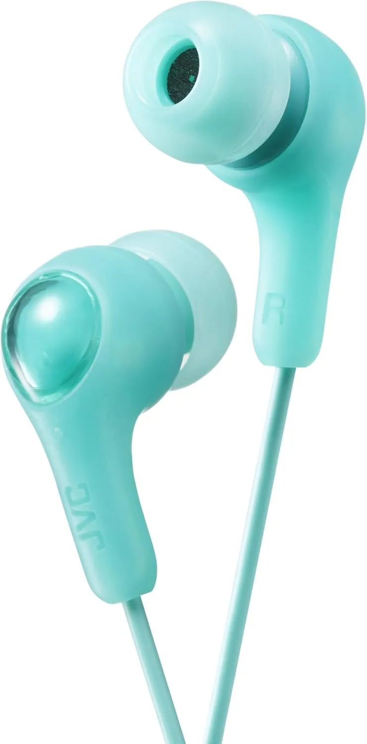 JVC Gumy in Ear Earbud Headphones, Powerful Sound, Comfortable and Secure Fit, Silicone Ear Pieces S/M/L - HAFX7G Green