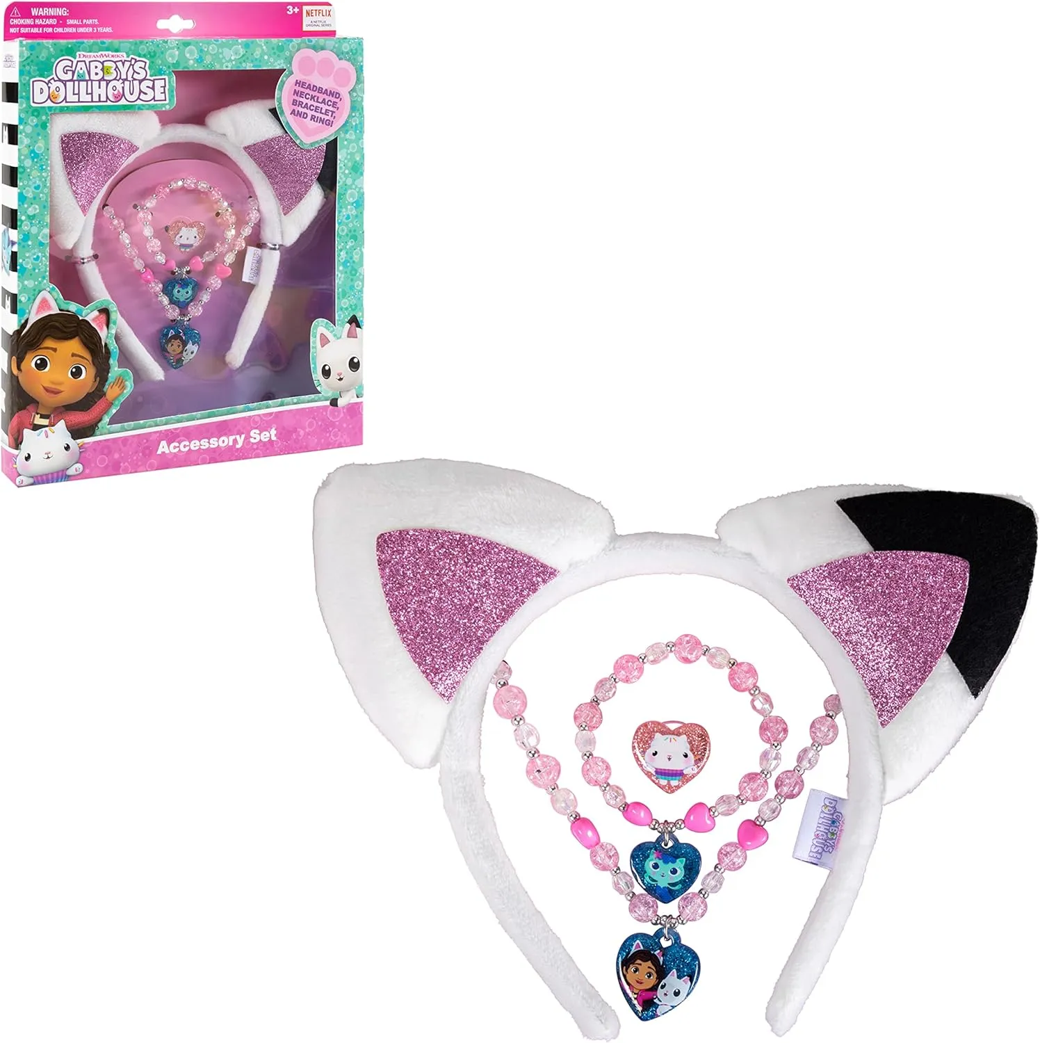 LUV HER Headbands for Girls - Kids Jewelry for Girls - Dress Up Set All in one Giftable Box - Headband - Play Jewelry Set - 4pc (Toddler Headband, Necklace, Dress Up Bracelet, Ring) Ages 3 