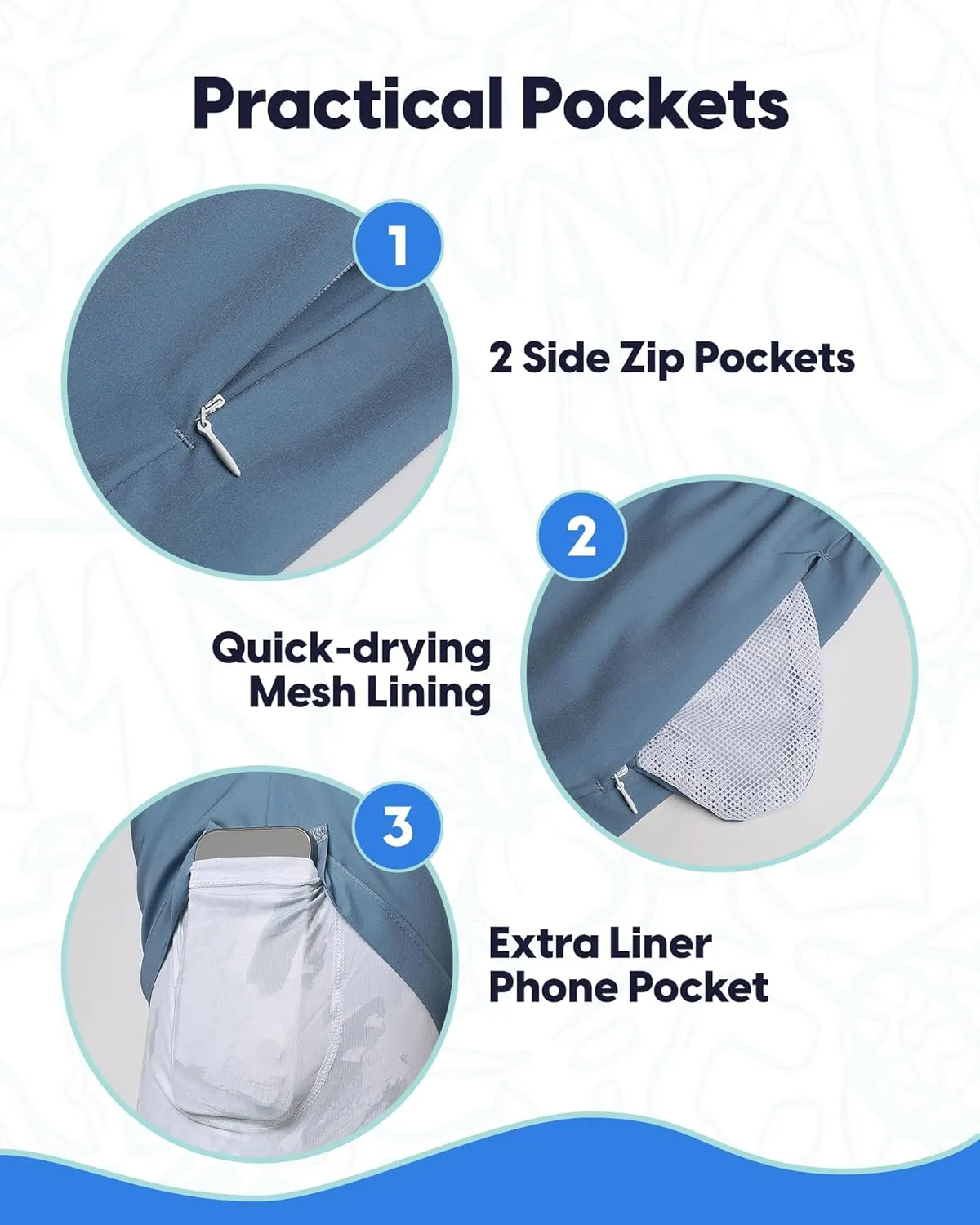 maamgic Mens Swim Trunks with Compression Liner 7" Bathing Suit Quick Dry Swimming Trunks for Men with Zipper Pockets