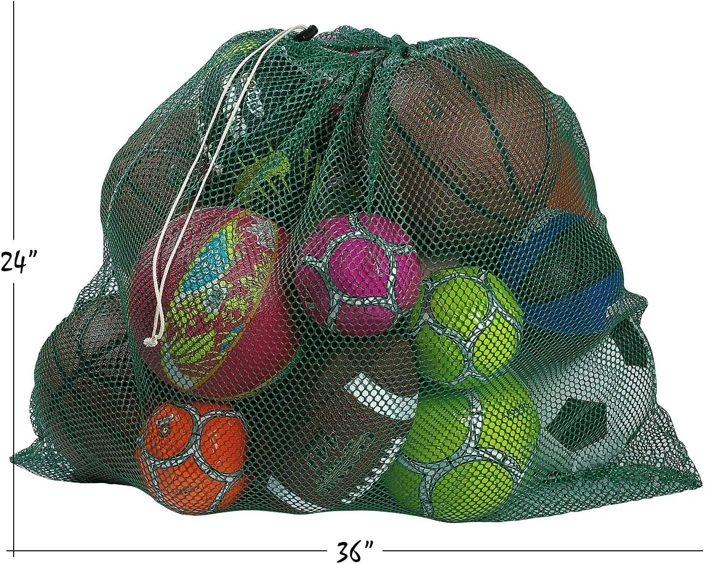Mesh Equipment Bag - 32 x 36 and 24 x 36 - Adjustable, sliding drawstring cord closure. Perfect mesh bag for parent or coach, making it easy to transport and keeping your sporting gear organized.