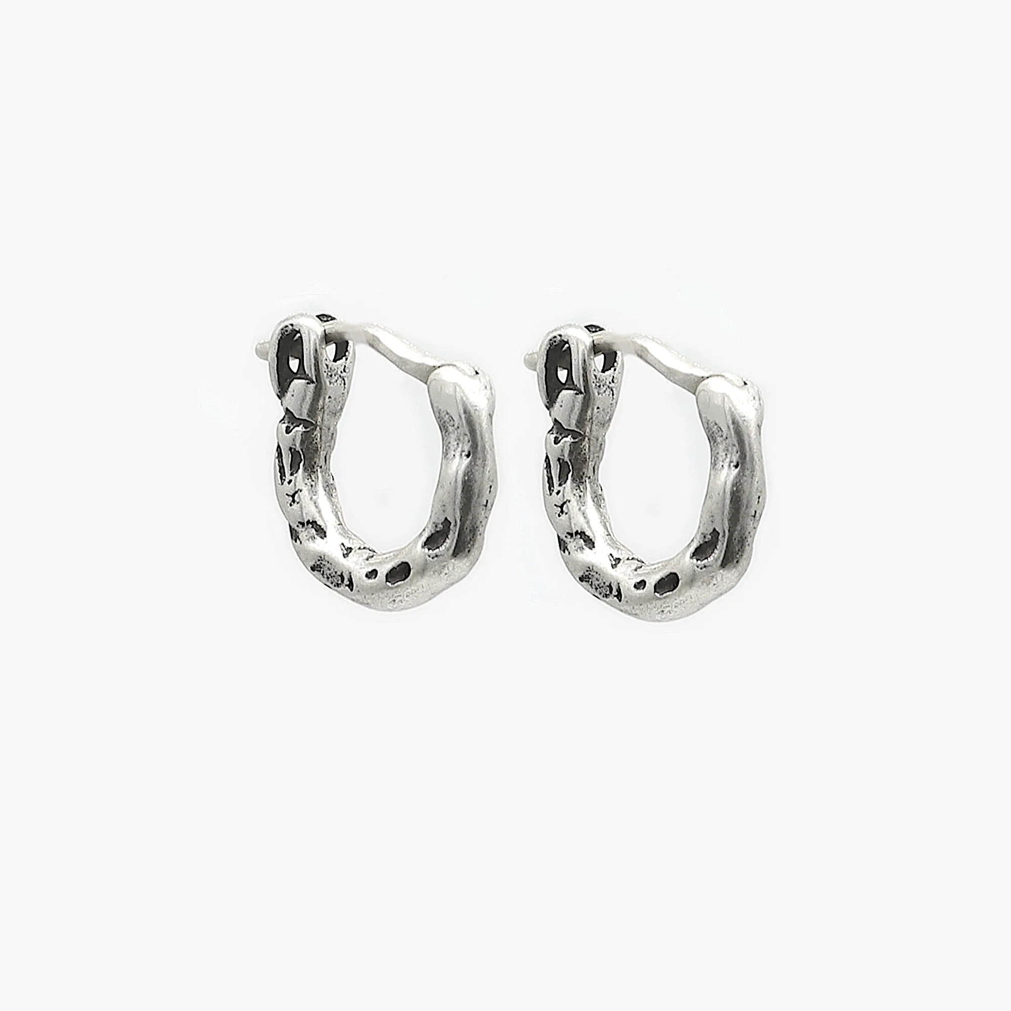 Mini Hammered Sterling Silver Hoop Earring