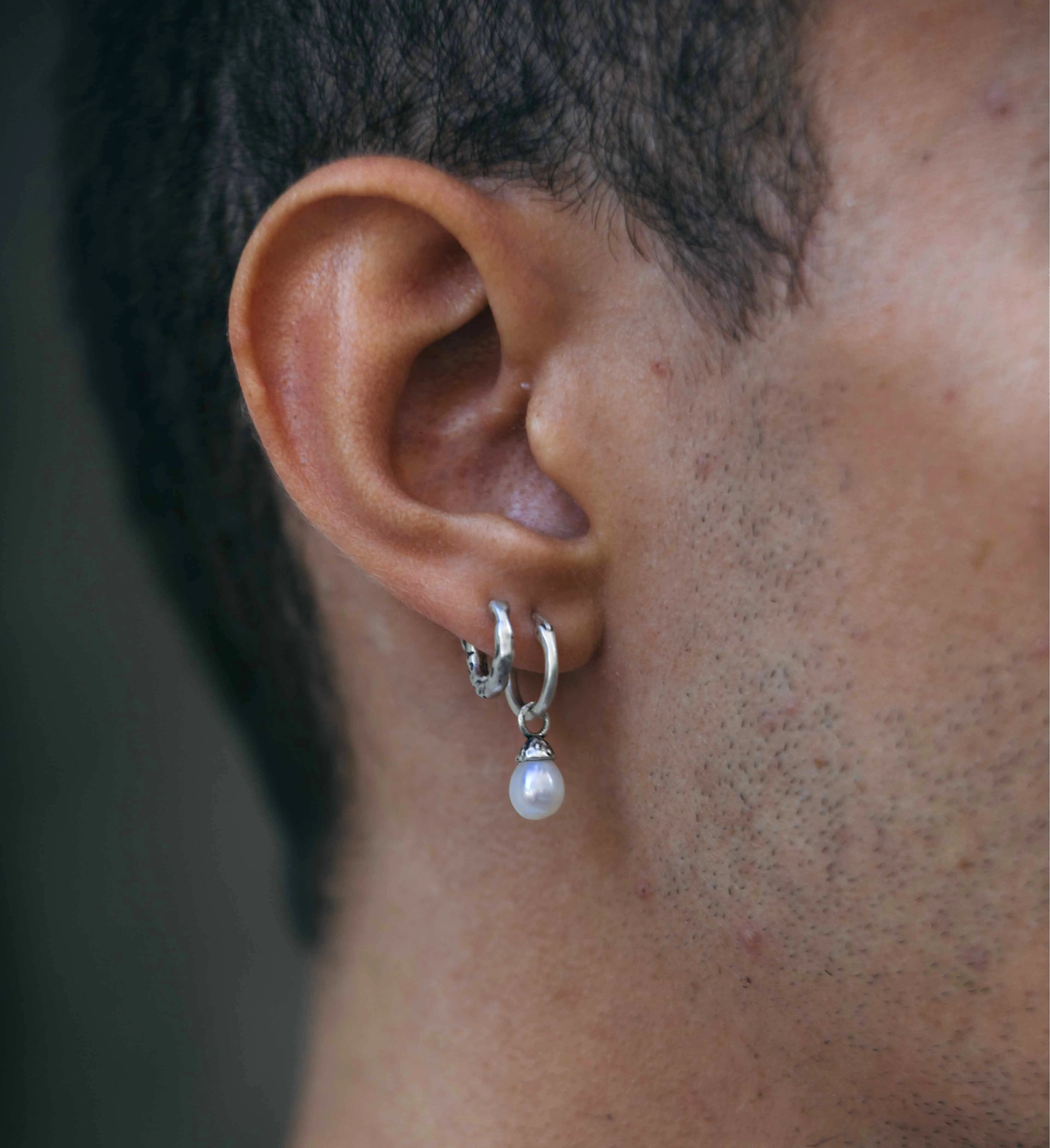 Mini Hammered Sterling Silver Hoop Earring