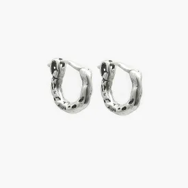 Mini Hammered Sterling Silver Hoop Earring