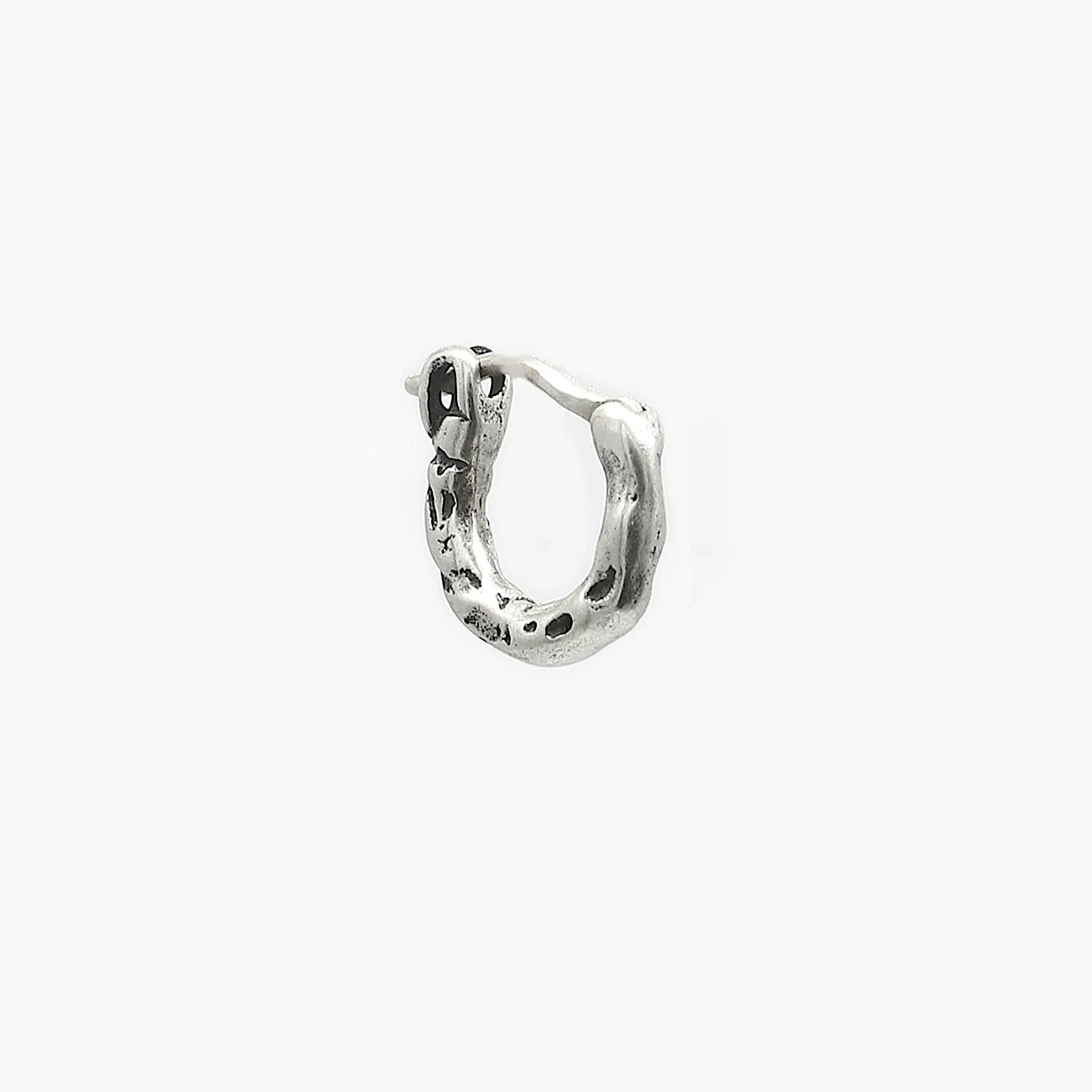 Mini Hammered Sterling Silver Hoop Earring