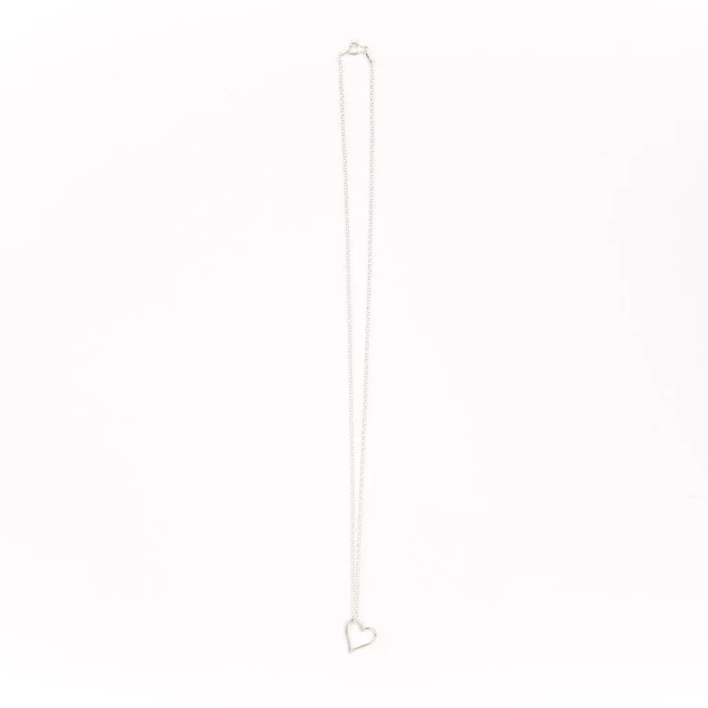 Outline Heart Necklace in Silver