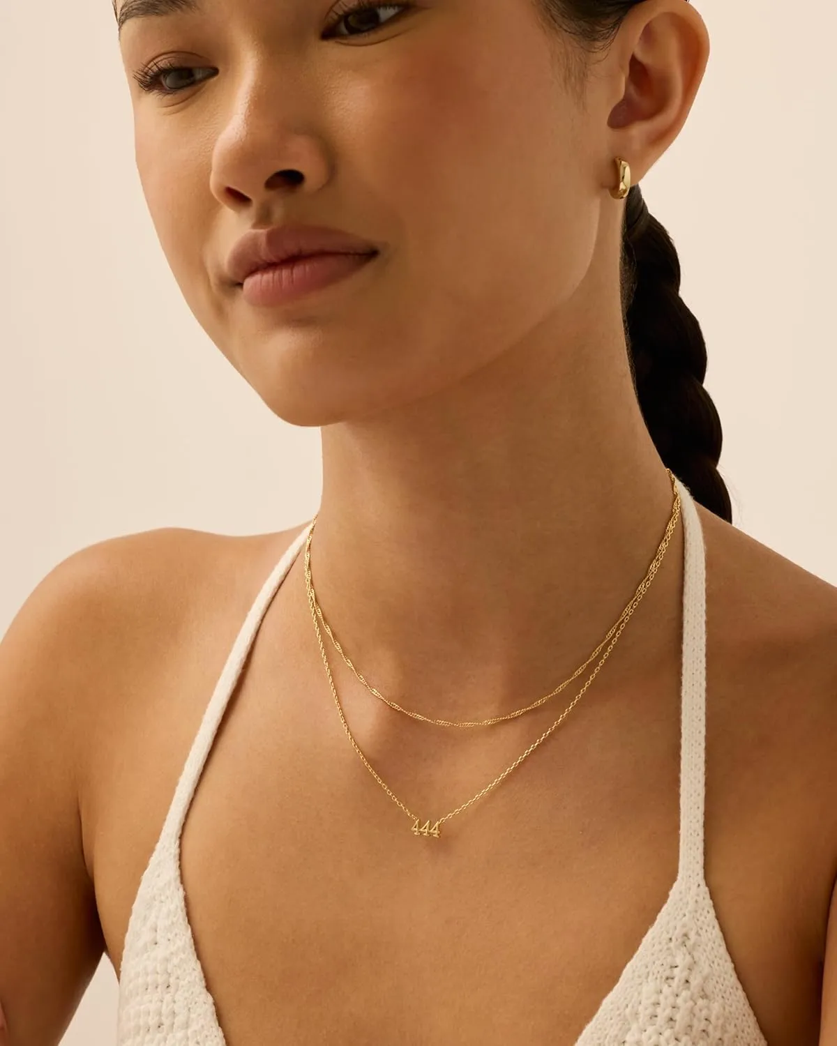 PAVOI 14K Gold Plated Angel Number Pendant Layering Necklace for Women | 999 Lucky Numerology Singapore Chain Necklace