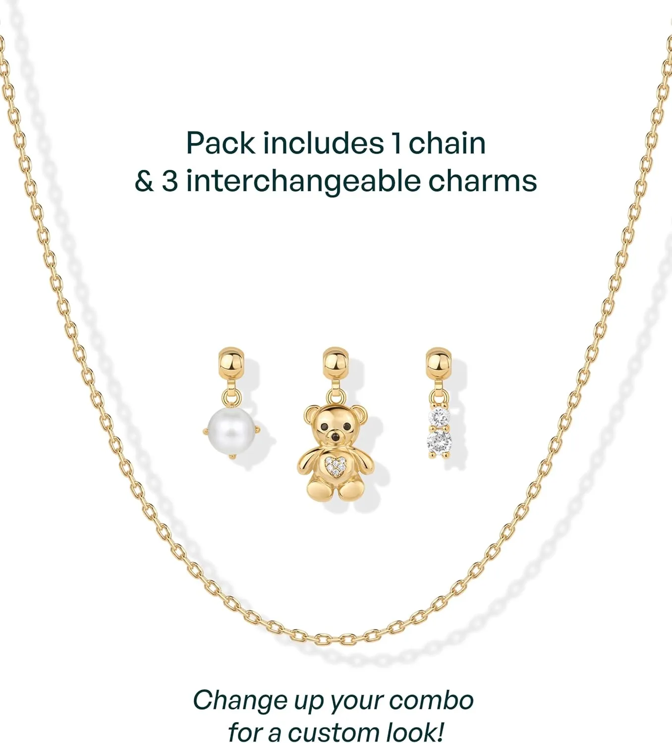 PAVOI Adjustable Whimsical Gold Charm Necklace for Women, 14K Gold Plated Cute Dainty Pendant Necklaces with Charms Set, Hypoallergenic Chain Trendy Cubic Zirconia Heart Religious Sports Pearl Pendant