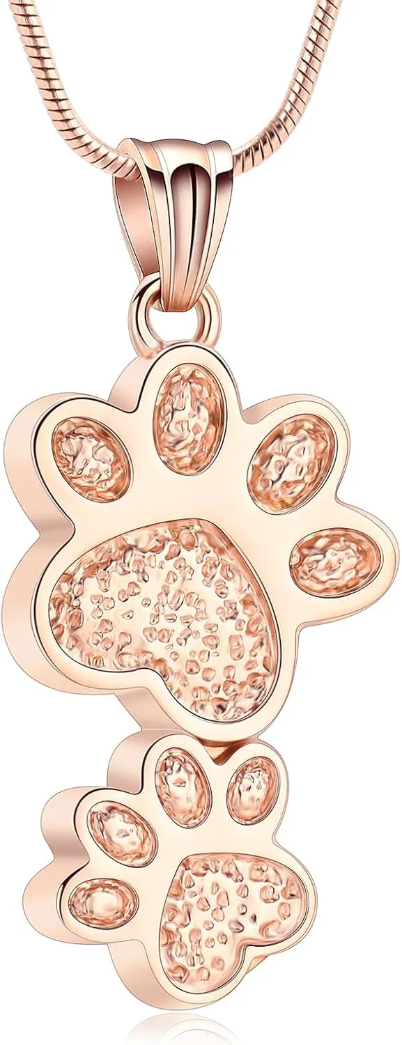 Paw Print Cremation Jewelry for Ashes for Pet Infinity Cross Urn Necklace for Ashes Stainless Steel Ashes Pendant Keepsake Memorial Jewelry for Dog Cat Ashes