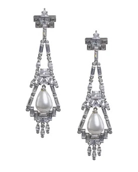 Pearl and Baguette Drop Earrings
