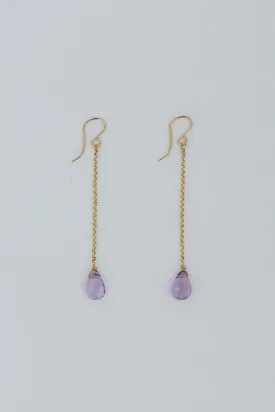 Petite Drop Chain Earrings - Amethyst