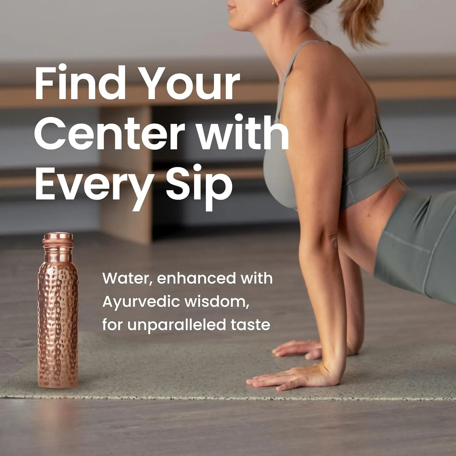 Pure Copper Water Bottle for Drinking Water, 34 Oz Hammered Finish  Stay Hydrated and Enjoy Ayurvedic Benefits  Leak-Proof, Temperature Retention, Eco-Friendly Design  Durable Copper Bottle