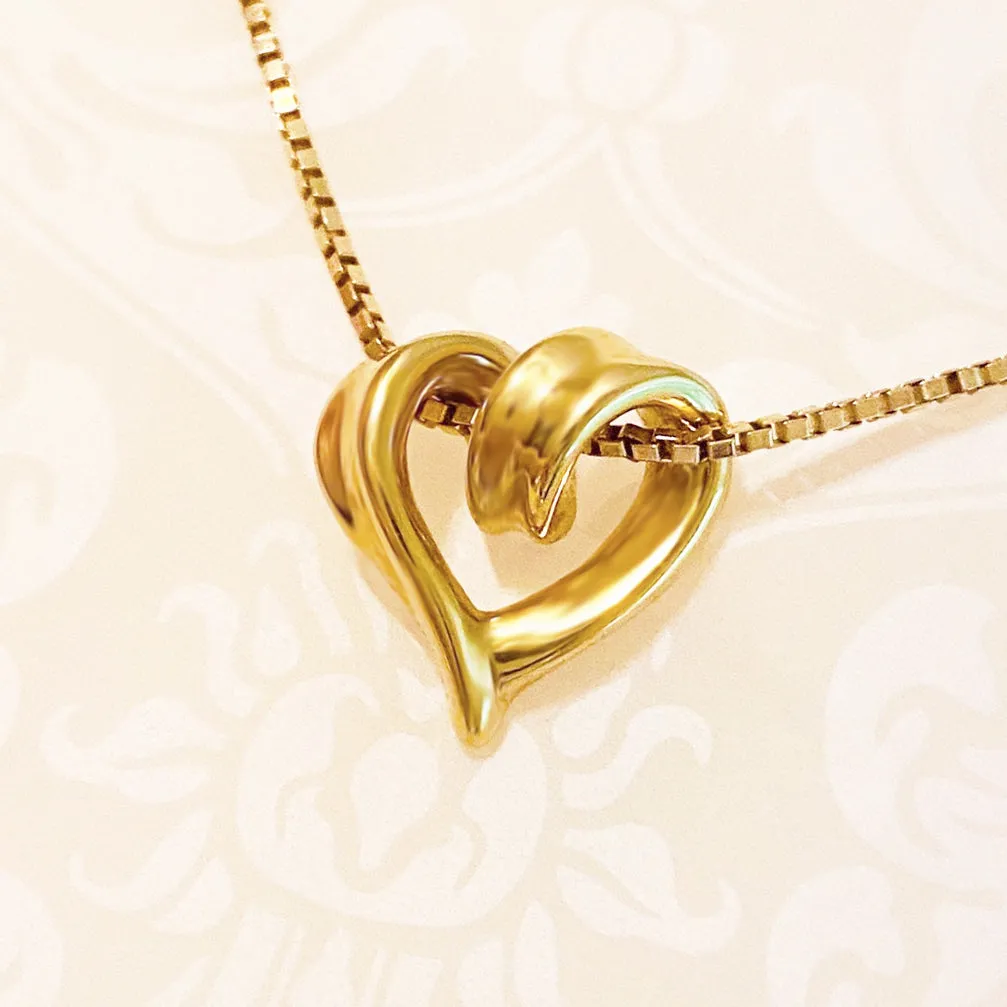 "My Heart Is Wrapped Around You" Heart Ribbon Necklace