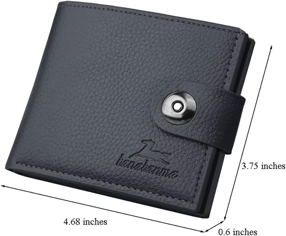 Slim Wallet for Men with Coin Purse, Minimalist Wallet with Zipper, Bifold Mens Wallets with Credit Card Holder, PU Leather Men's Wallet with Money Clip, Carteras Para Hombres (BUCKLE BLACK)