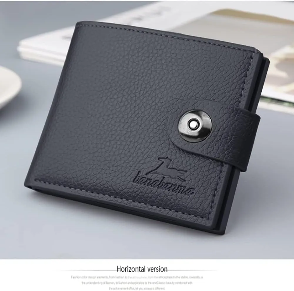 Slim Wallet for Men with Coin Purse, Minimalist Wallet with Zipper, Bifold Mens Wallets with Credit Card Holder, PU Leather Men's Wallet with Money Clip, Carteras Para Hombres (BUCKLE BLACK)