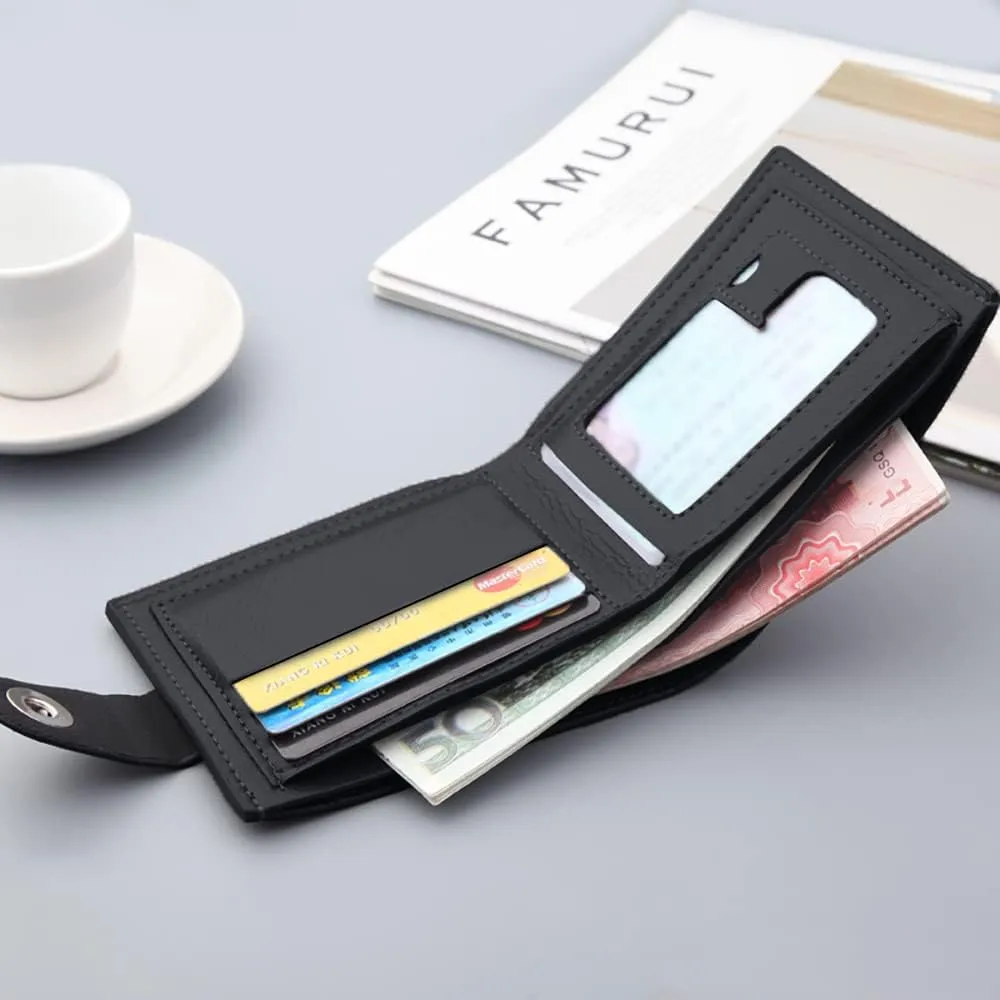 Slim Wallet for Men with Coin Purse, Minimalist Wallet with Zipper, Bifold Mens Wallets with Credit Card Holder, PU Leather Men's Wallet with Money Clip, Carteras Para Hombres (BUCKLE BLACK)