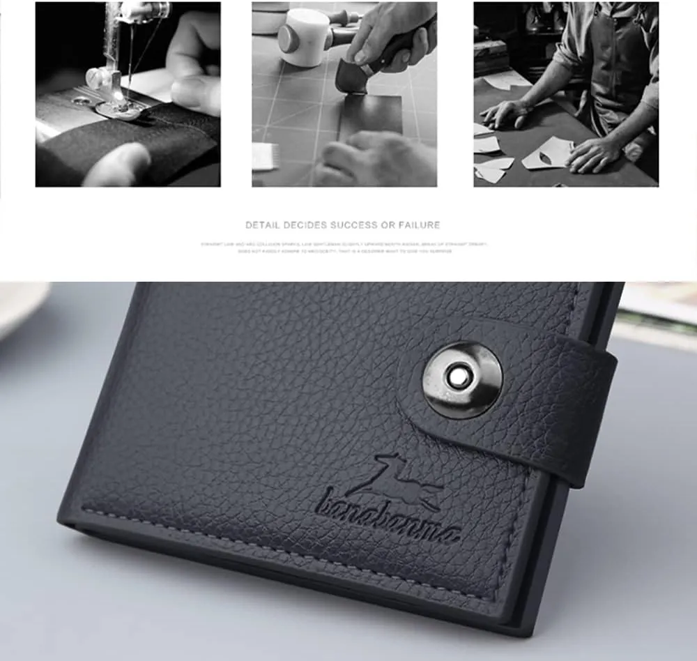 Slim Wallet for Men with Coin Purse, Minimalist Wallet with Zipper, Bifold Mens Wallets with Credit Card Holder, PU Leather Men's Wallet with Money Clip, Carteras Para Hombres (BUCKLE BLACK)