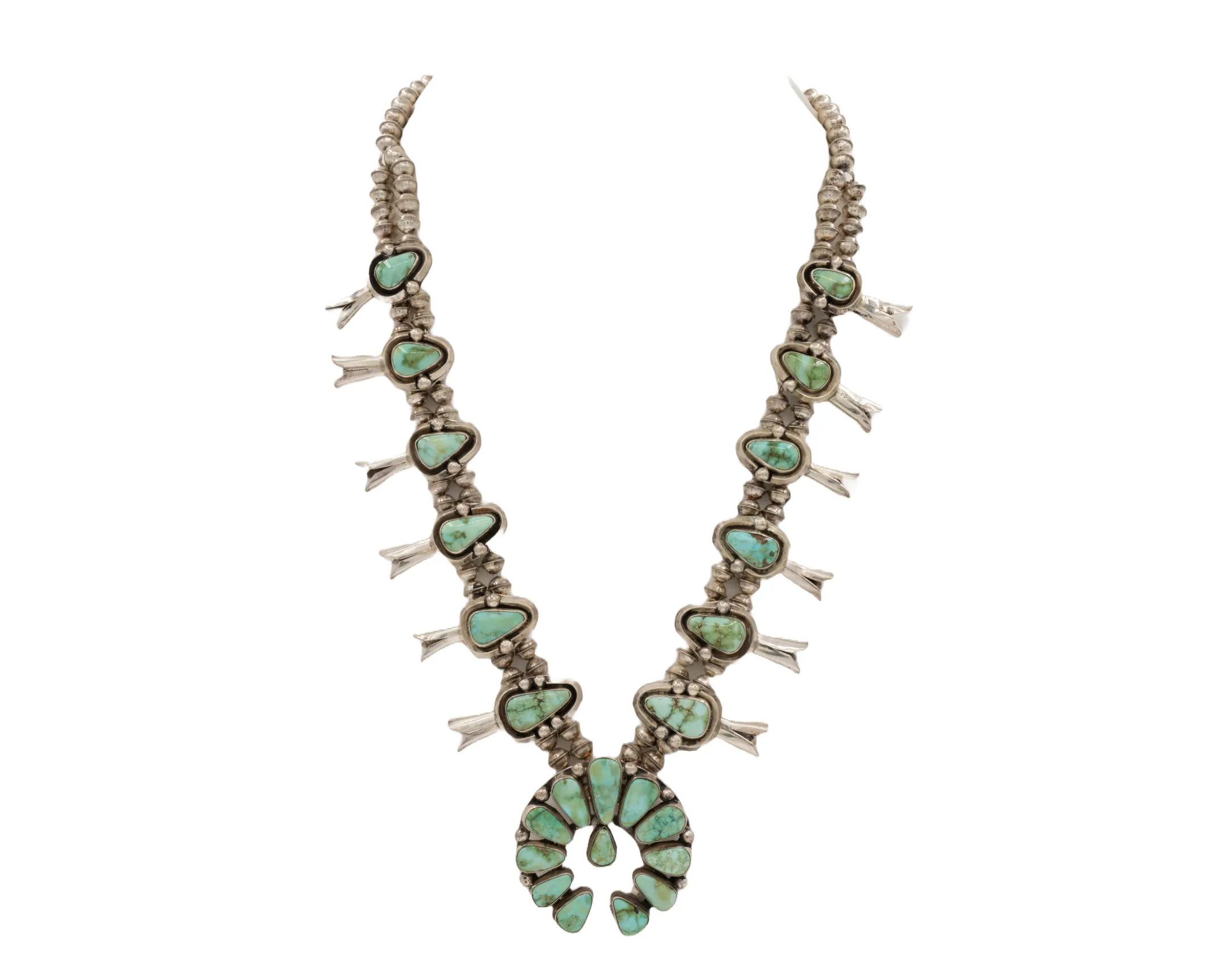 Sonoran Turquoise Squash Blossom Necklace | Joelias Draper