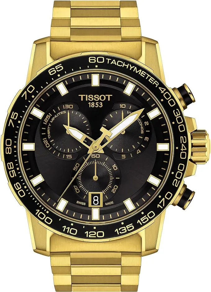 Tissot Supersport Chronograph Quartz 45.5mm Yellow Gold PVD Coated Stainless Watch T125.617.33.051.01