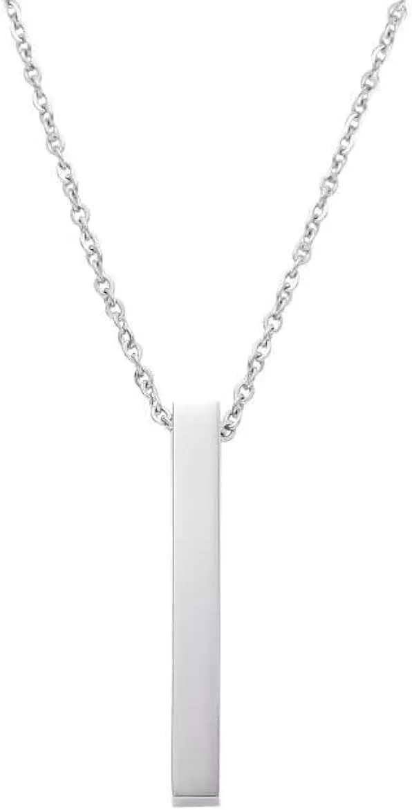 Todu Stainless Steel Couple Necklace for Men and Women, Pendant Men??s Necklace Jewelry Length 22inch Bar Pendant Necklaces