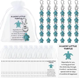 Travel Turtle Keychain Bulk Good Luck Small Sea Turtle Keychain Positive Inspirational Charm Gifts with Organza Bag