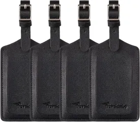 Travelambo Luggage Tags for Suitcases PU Leather Travel Tags Bag Tags Privacy Protection Travel Essentials