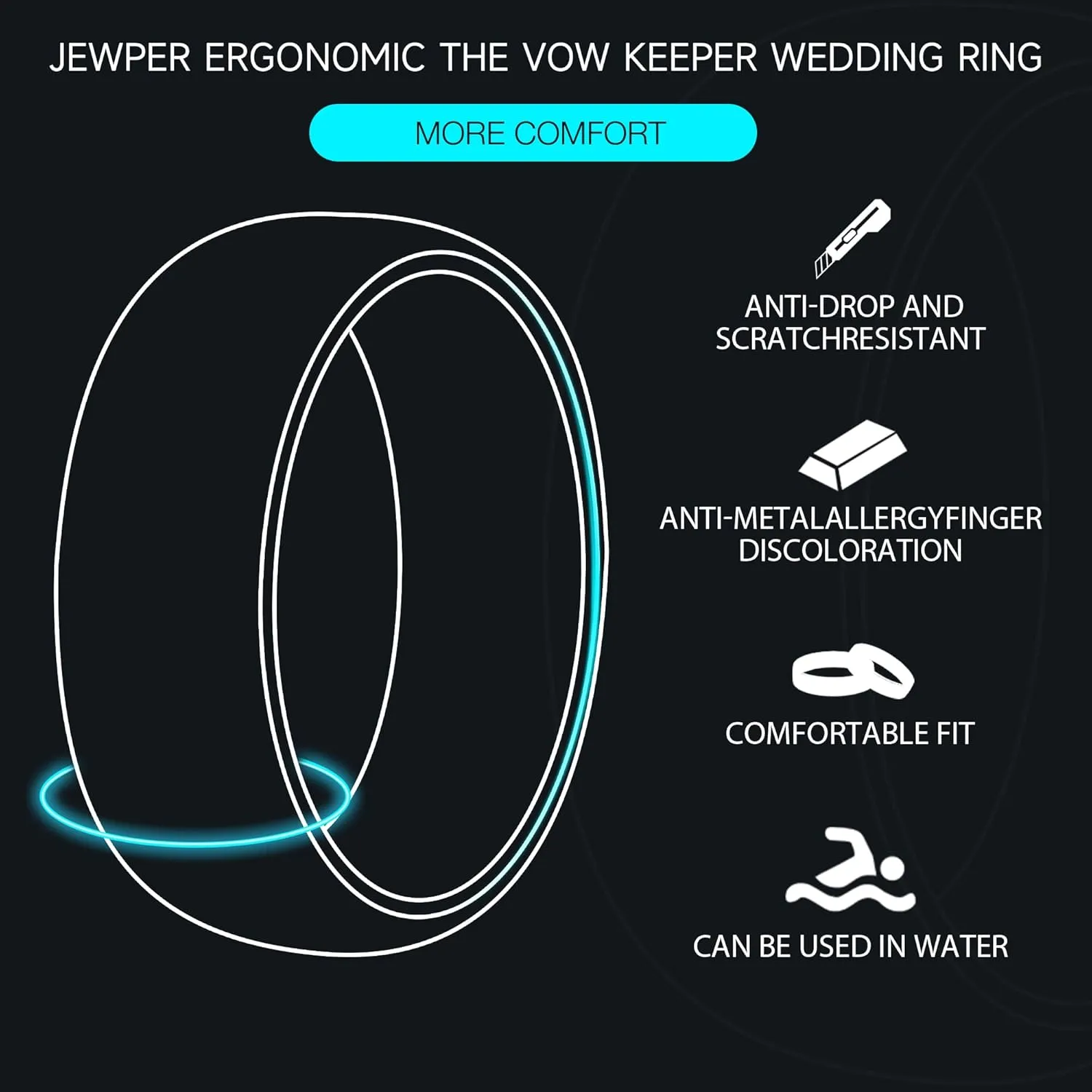 Tungsten Rings for Men Womens 8mm Black Fashion Promise Wedding Band Hammered Groove Meteorite Orbo Carbide Beveled Polished Edge Comfort Fit
