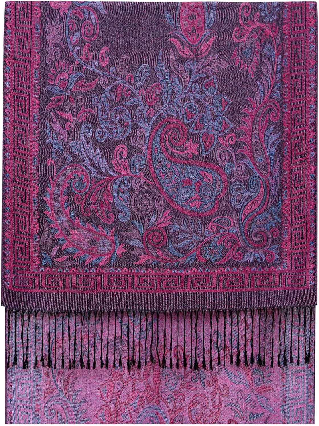 Umjetnost Womens Soft Silky Pashmina Rave Scarf Paisley Pattern Pashmina Shawl Wrap with Fringes