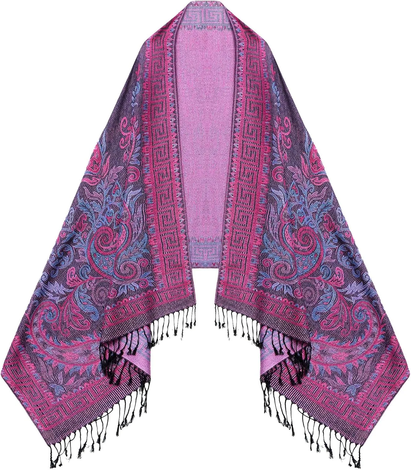 Umjetnost Womens Soft Silky Pashmina Rave Scarf Paisley Pattern Pashmina Shawl Wrap with Fringes