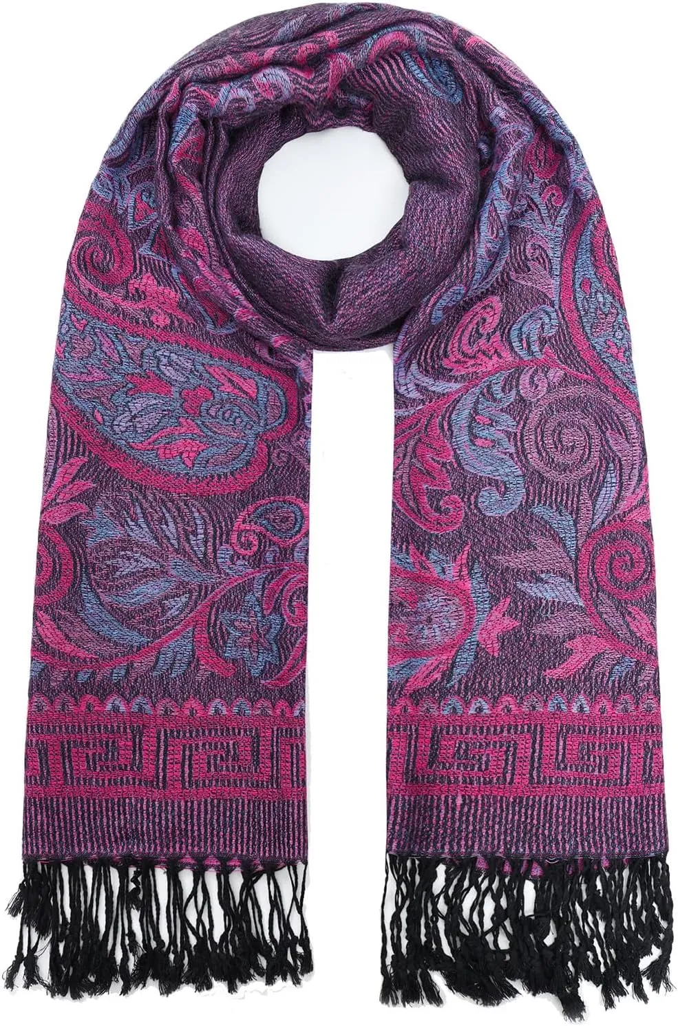 Umjetnost Womens Soft Silky Pashmina Rave Scarf Paisley Pattern Pashmina Shawl Wrap with Fringes