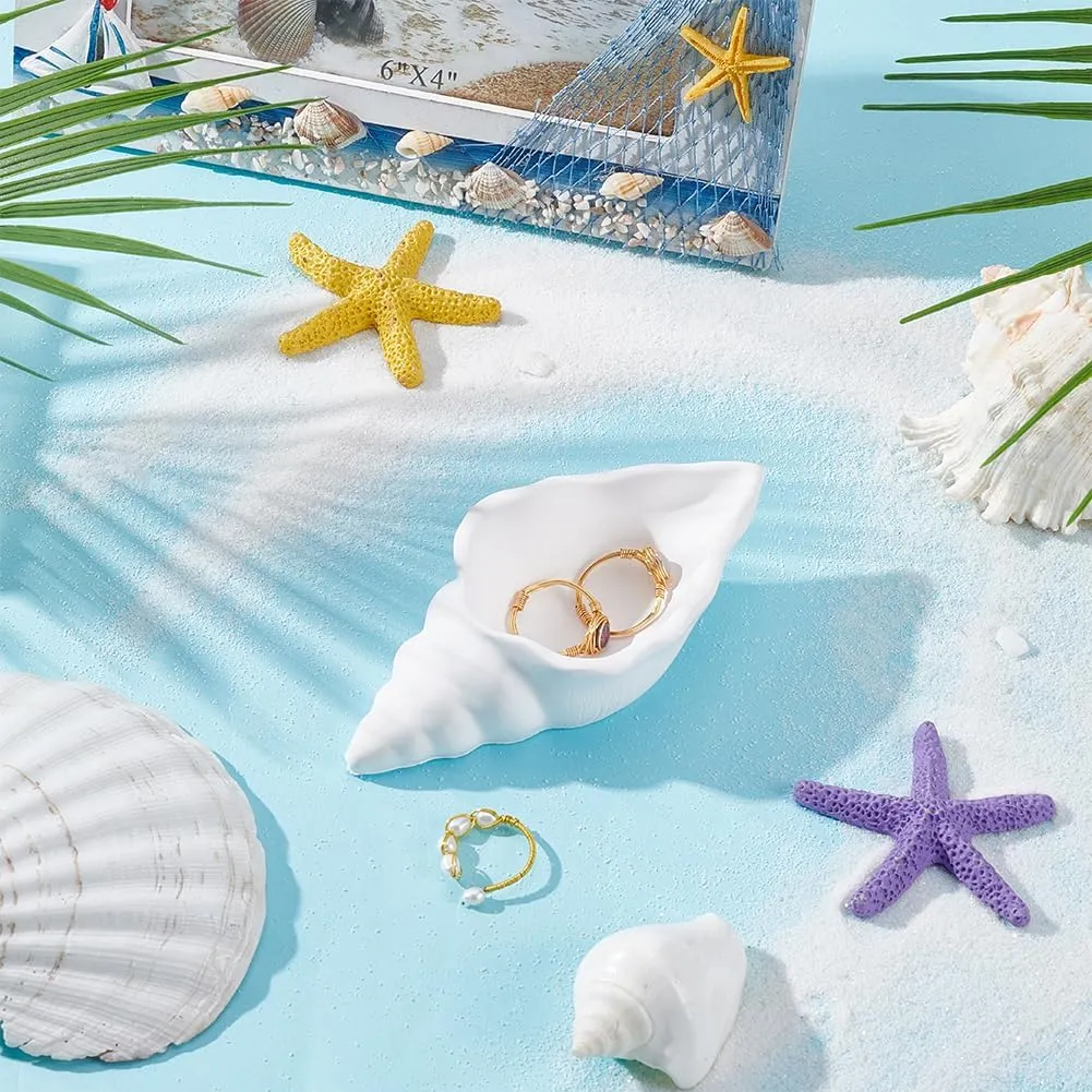 UNICRAFTALE Conch Jewelry Holder White Creative Storage Bowl Gesso Trinket Dish Conch Shell Jewelry Tray Jewelry Organizer Dish Bracelet Earrings Necklace Storage Plate for Jewelry Christmas Decor