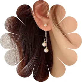 Vintage Pearl Drop Earrings - Tiny Tassel, Long Dangle, Boho Stud Jewelry for Women