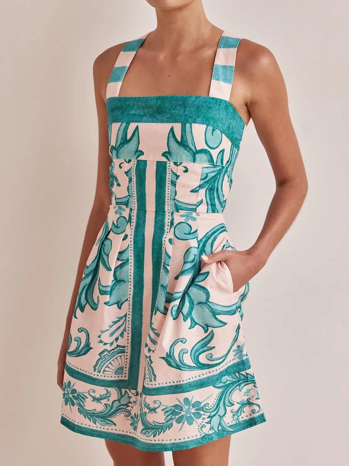 Women Boho Graphic Mini Dress Y2k Floral Spaghetti Strap Backless Short Dresses Flowy Seashell Sleeveless Beach Dress