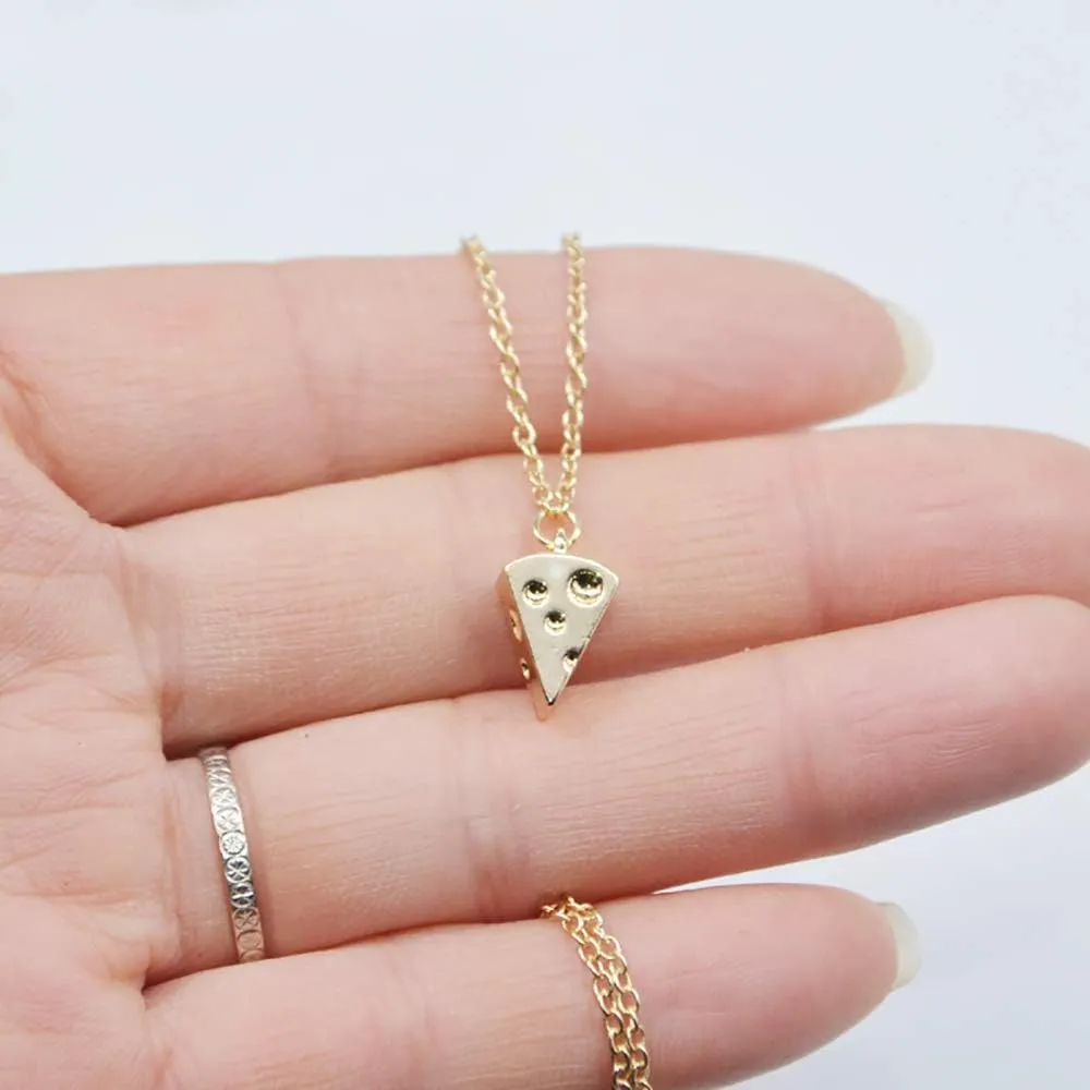 YOOESTORES82 Cute Geometric Triangle Cheese Pendant Necklace,Creative Cheese Stitching Chain Good Friend Soul Sister Necklace for Women Gift Jewelry